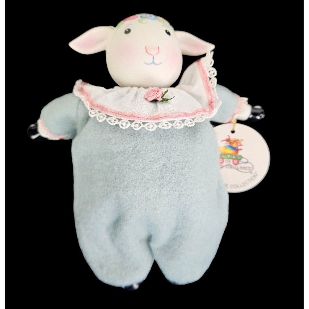 Mary Engelbreit Cuties Miniature Lamb Sheep Stuffed Doll With Porcelain Head Vtg